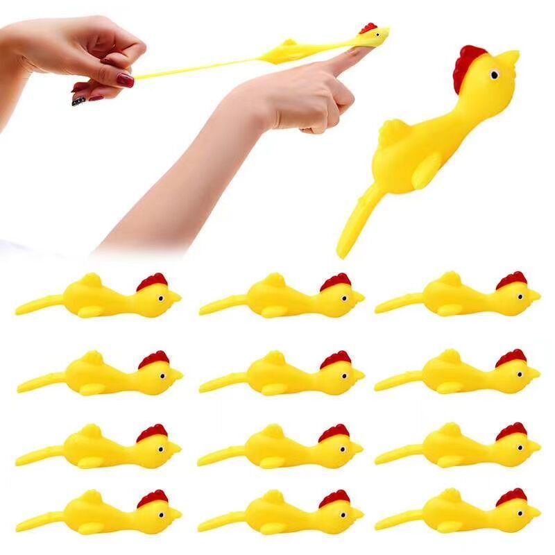 Novelty Catapulted Ejection Chicken Toy Light Rubber Finger Prank Flying Toy
