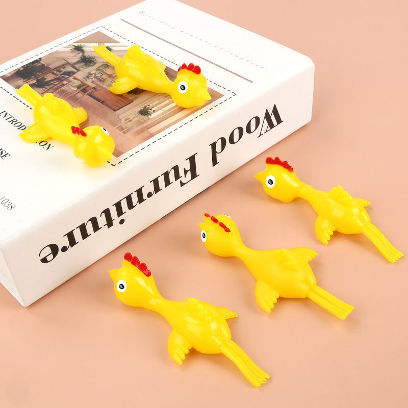 Novelty Catapulted Ejection Chicken Toy Light Rubber Finger Prank Flying Toy
