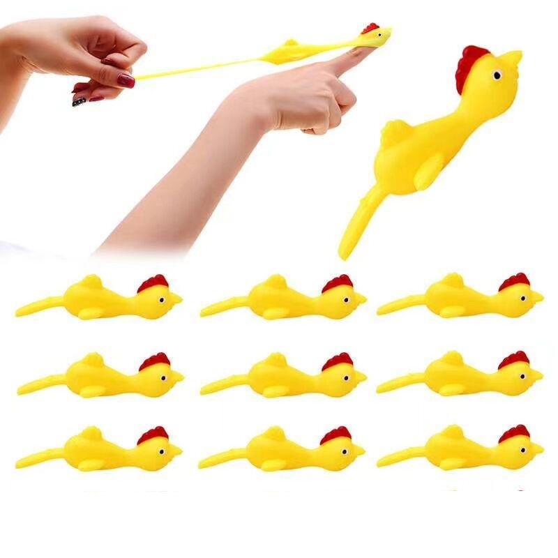 Novelty Catapulted Ejection Chicken Toy Light Rubber Finger Prank Flying Toy